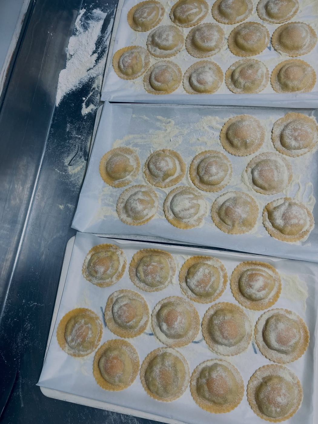 Bandejas de raviolis frescos